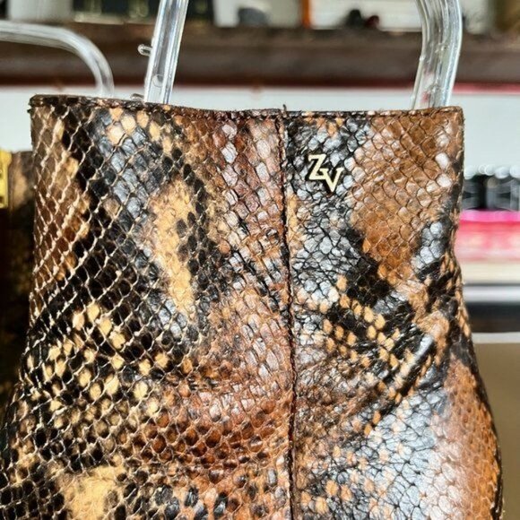 Zadig & Voltaire Glimmer Wilk Embossed Snake Heeled Boots - Picture 2 of 9